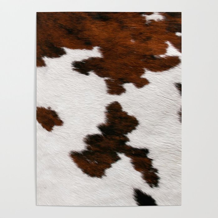Bold Brown and White Cowhide (screen print) Poster