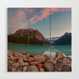Lake Louise Sunset in Banff National Park Canadian Rockies Wood Wall Art
