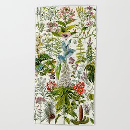 Adolphe Millot Medicinal Plants Vintage Scientific Illustration Larousse Pour tous Encyclopedia Beach Towel