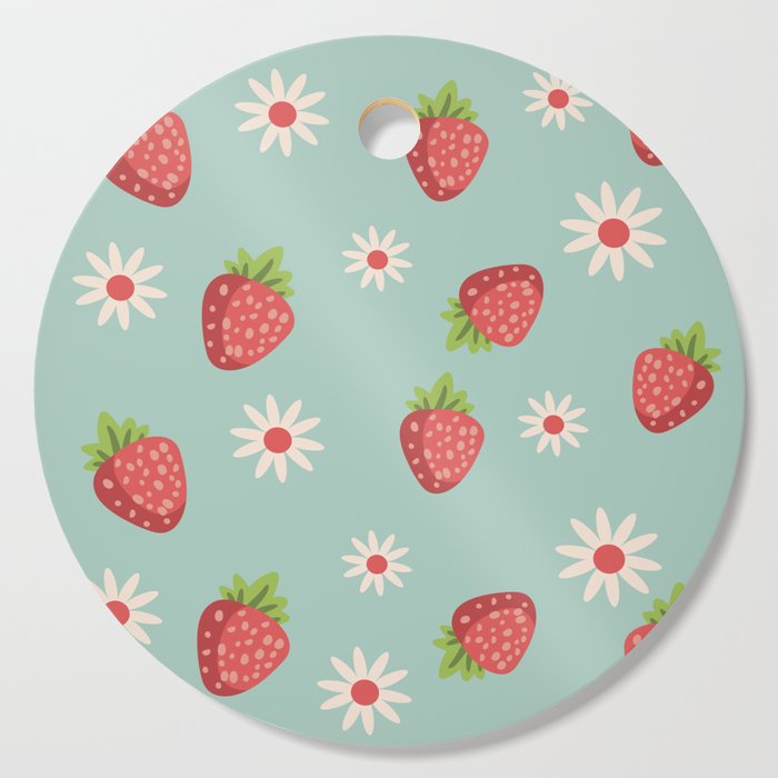 Flowers & Strawberries Cutting Board
