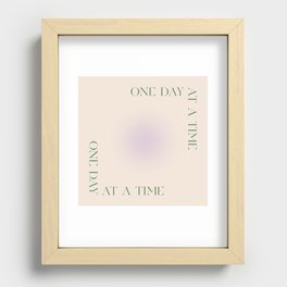 One day at a time | Green Purple Gradient | Motivational quote Recessed Framed Print