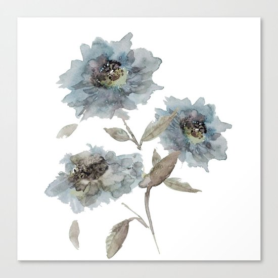 watercolor Dahlia blue Canvas Print