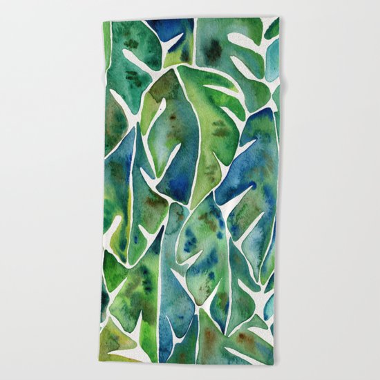 Split Leaf Philodendron – Green Beach Towel