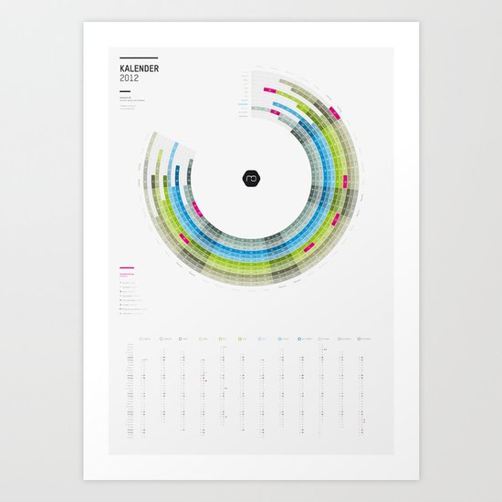 Infographic Calendar 2012 (german, with holidays) Art Print