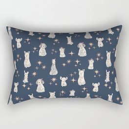 Pawsome dogs Party - navy blue and peach bows Rectangular Pillow