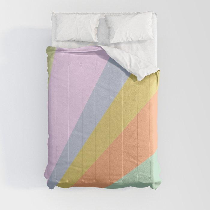 Pastel Rainbow Sunburst Illustration Comforter