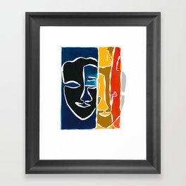 Two Face Monotype Framed Art Print