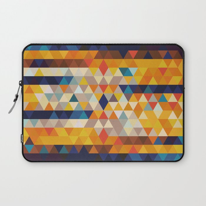 Geometric Triangle - Ethnic Inspired Pattern - Orange, Blue Laptop Sleeve