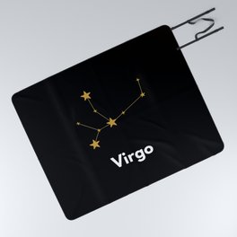 Virgo, Virgo Sign, Black Picnic Blanket