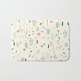 Vintage Inspired Wildflower Print Badematte | 70S, Curated, Bold, Pattern, 60S, Unique, Artistic, Digital, Bouquet, Vibrant 