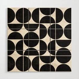 Mid-Century Modern Pattern No.3 - Black and White Wood Wall Art