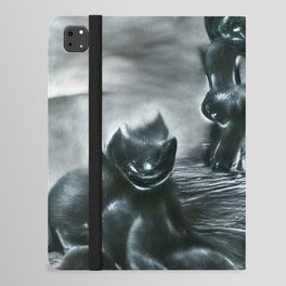 Black kittens playing in hell iPad Folio Case