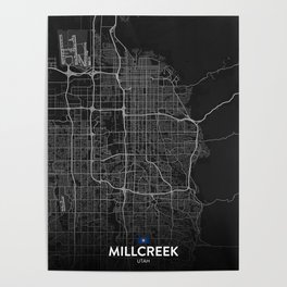 Millcreek, Utah, United States - Dark City Map Poster