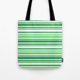 [ Thumbnail: Light Green, Sea Green & Mint Cream Colored Striped Pattern Tote Bag ]