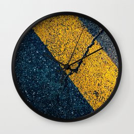 Distressed Black and Yellow Stripe Wall Clock