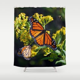 Monarch Meets Goldenrod Shower Curtain