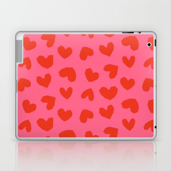 Geometric Hearts pattern pink Laptop & iPad Skin