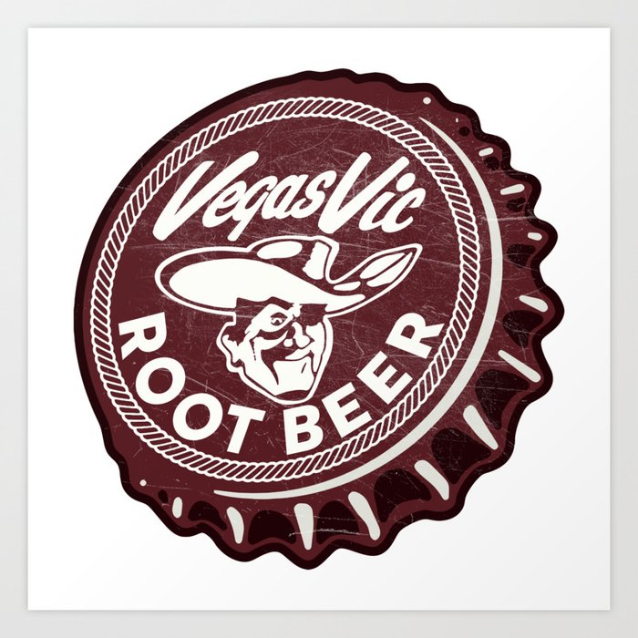 Vintage Vegas Vic Pioneer Club Root Beer Soda Pop Bottle Cap Art Print