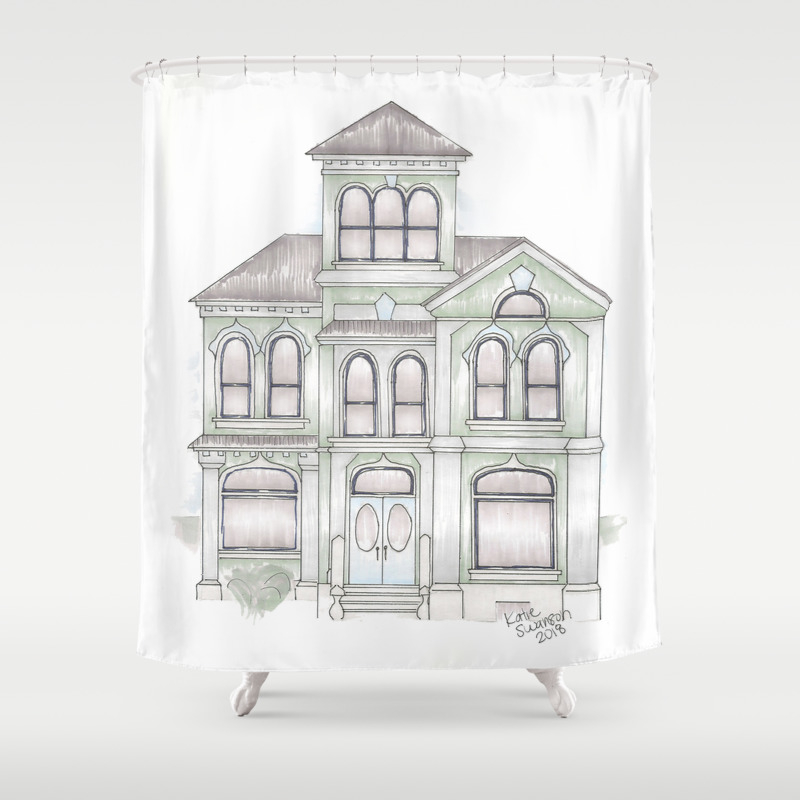 Green Italianate Victorian Shower Curtain