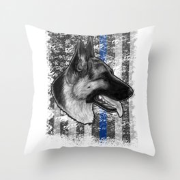Thin Blue Line German Shepherd Police Dog K9 design Throw Pillow