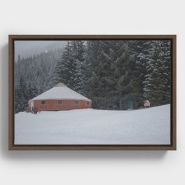 Yurt in the Snow Framed Canvas