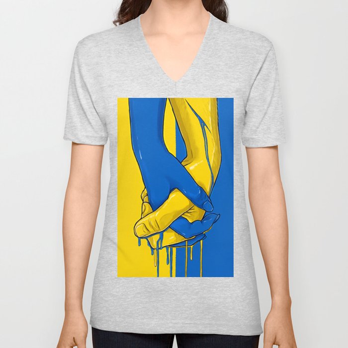 United with Ukraine V Neck T Shirt