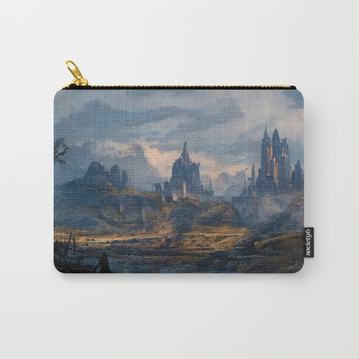 Castle Mountain Fog artwork,landscape mountain and trees  Carry-All Pouch