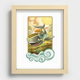 Sky Whale Rider Recessed Framed Print