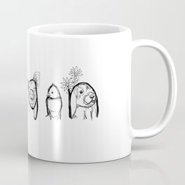 VEGAN drawing (rooster/cow/pig/chick/bunny), prints/clothing/wall tapestry/coffee mug/home decor Coffee Mug