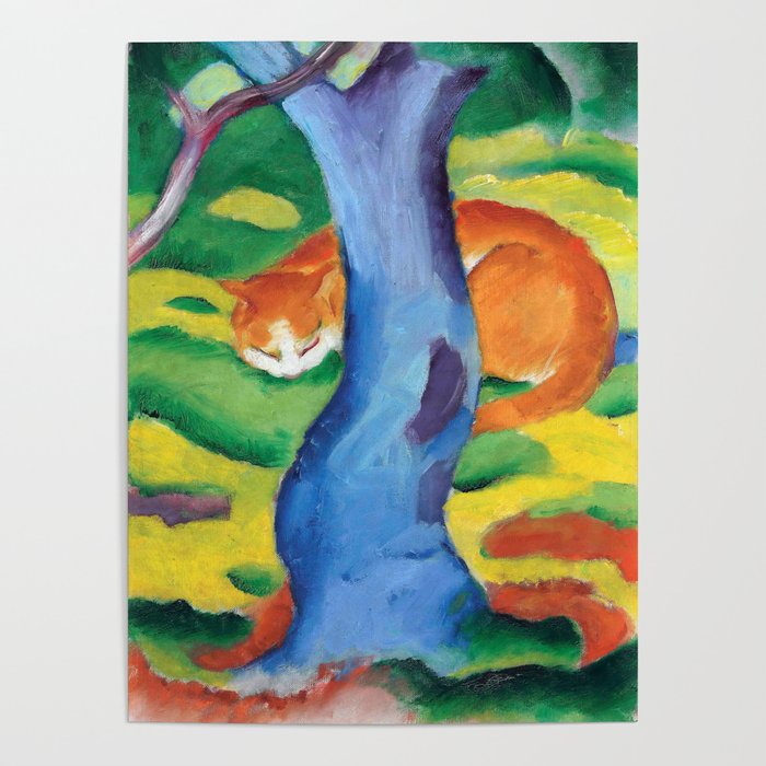 Franz Marc - Katze hinter einem Baum - Cat behind a Tree Poster