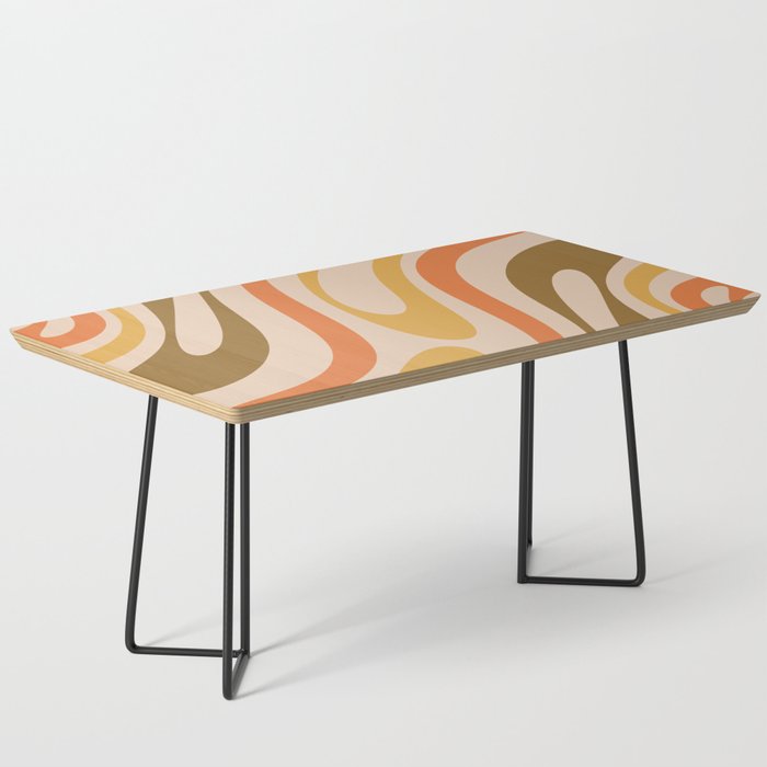 Wavy Loops Abstract Pattern in Retro Brown Orange Beige Coffee Table
