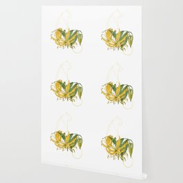 Yellow Lily Line Art Sitting Tiger Wallpaper
