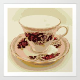 Pink and Red Roses Vintage Teacup Art Print | Photo, Vintage, Pop Art 