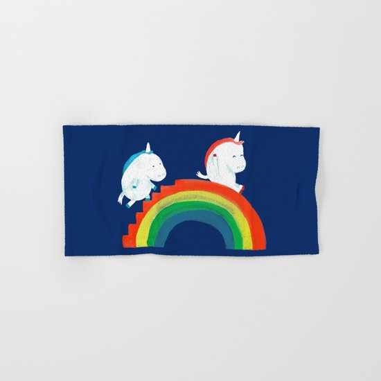 Unicorn on rainbow slide Hand & Bath Towel