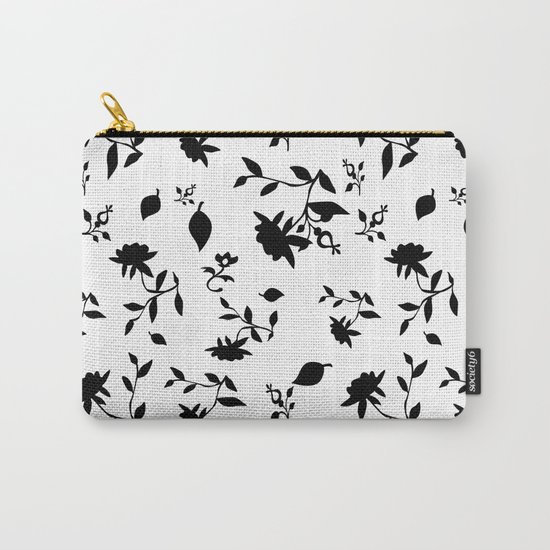 Black and white floral pattern . Carry-All Pouch