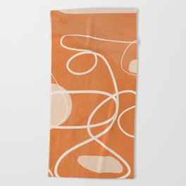 Abstract Face Line Art 14 Beach Towel
