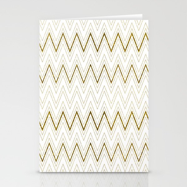 Luxury classy white gold glitter geometric chevron Stationery Cards