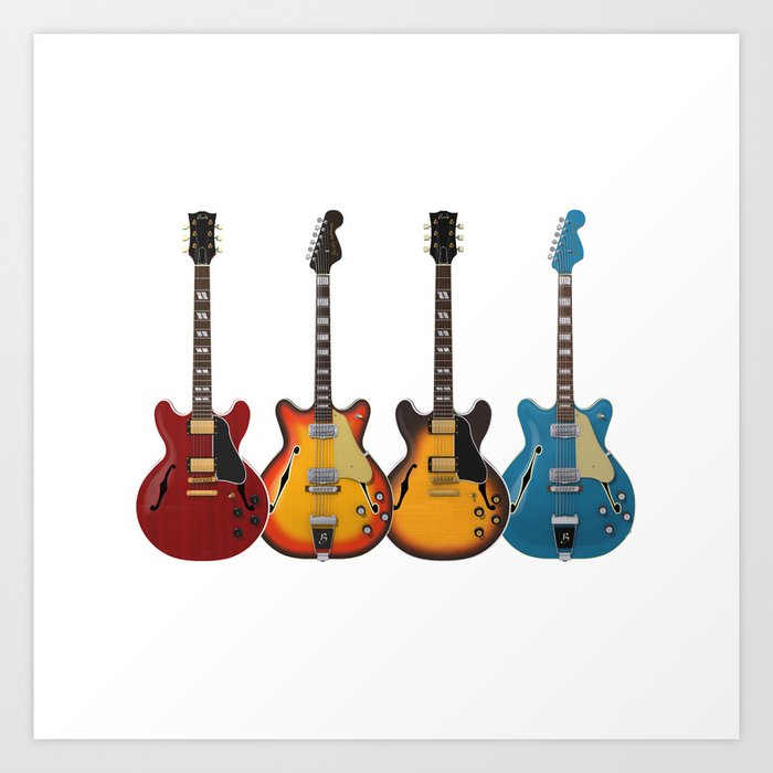 Four Electric Guitars Art Print