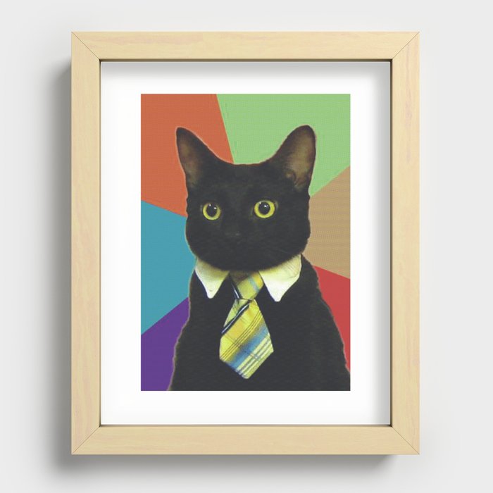 Cat Meme Recessed Framed Print