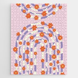 Retro Daisy Flowers on Arches Jigsaw Puzzle