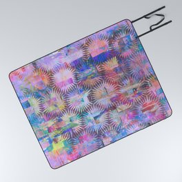 Abstract Anenome Pattern in Purple Pastel Picnic Blanket