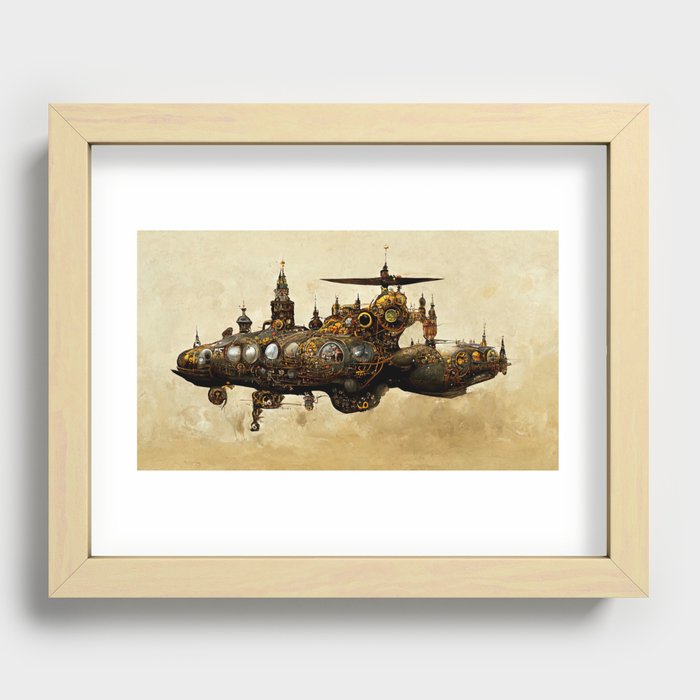 Steampunk Flying Fortress Recessed Framed Print