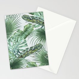 Tropical palm leaves, monstera, banana leaf, jungle foliage floral seamless pattern, summer background. Vintage botanical exotic illustration wallpaper.  Stationery Card