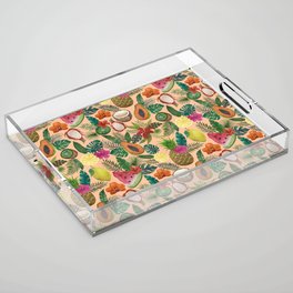 Tropical Fruit and Flower Pattern Acrylic Tray