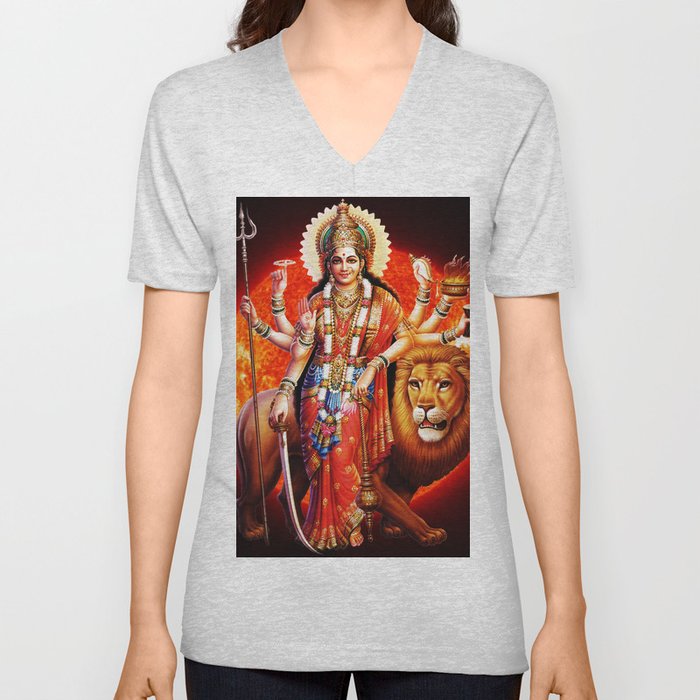 Hindu Durga 8 V Neck T Shirt