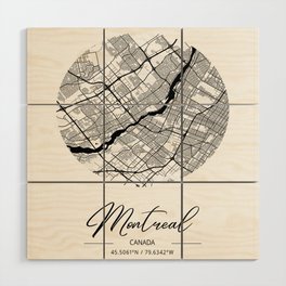 Montreal map coordinates Wood Wall Art
