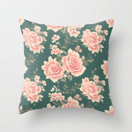 Vintage Pink Roses Classic Antique Throw Pillow