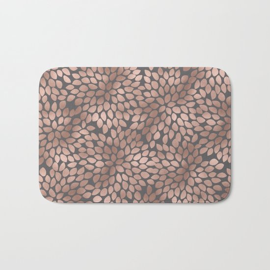 Rosegold flowers- abstract floral elegant pattern on grey background Bath Mat
