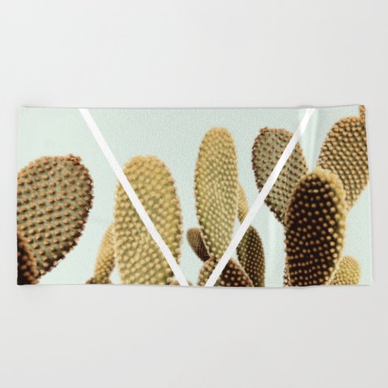 Cactus geometry Beach Towel
