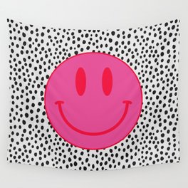 Make Me Smile - Cute Preppy Vsco Smiley Face on Black and White Wall Tapestry
